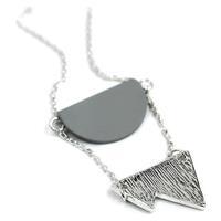 Grey Semi Circle/Triangle Necklace, Silver