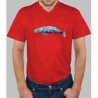 gray whale - man, manga short neck mouth shut, red