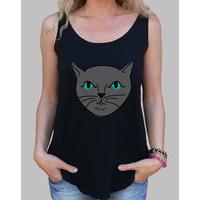gray cat. shirt with wide straps for her - dark