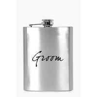 groom hip flask silver