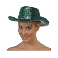 green glitter cowboy hat