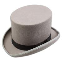 Grey 100% Wool Felt Top Hat L - 59cm