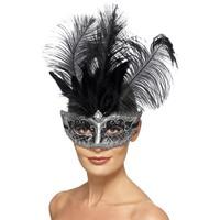 Grey Venetian Colombina Masquerade Eyemask