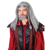 Grey Lord Wig Plus Moustache & Goatee