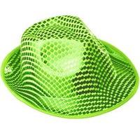 Green Square Sequins Fedora Hat Headware Accessory For 20s 30s 50s Gangster Mob