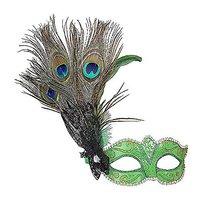 Green Eyemask Withpeacock Feathers Traditional Acapulco Masks Eyemasks &