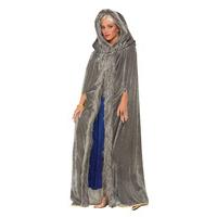 Grey Ladies Faux Fur Trimmed Cape Costume