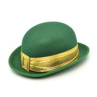 Green Bowler Hat With Gold Band & Buckle