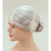 Grey Ladies Granny Wig With Bun