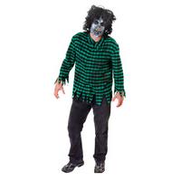 green mens zombie shirt mask