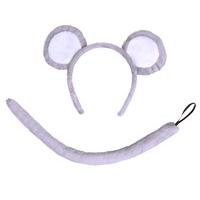 grey childrens mouse ears tail set