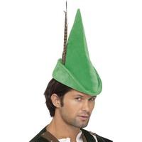 Green Men\'s Robin Hood Hat With Feather