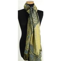 green blue and gold baroque style woven scarf