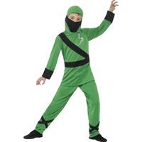 Green Ninja Assassin Boys Fancy Dress National Japanese Childs Kids Costume New