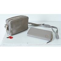 Grey Leather Ladies Zip Continental Wallet