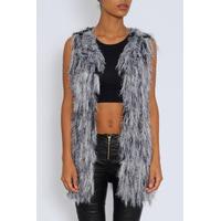 Grey Shaggy Fur Gilet