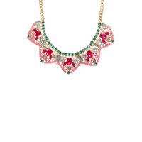 Green and Pink Jewel Statement Necklace