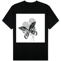 Greyscale Print of Butterfly on Flowers