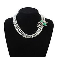 graceful leaf pearl necklace elegant womens wedding party choker neckl ...