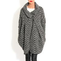 Grey Wool Cocoon Coat