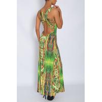 Green Tribal Print Multi Strap Maxi Dress