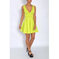 Green Deep V Skater Dress