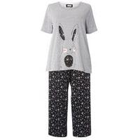 grey rabbit print pyjama set grey