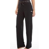 green treat womens satin trim lounge trousers black