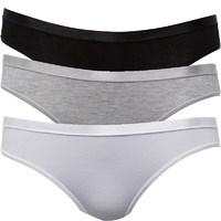 Green Treat Womens Three Pack Bikini Briefs White/Grey/Black