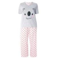 Grey Koala Face Pyjama Set, Pink