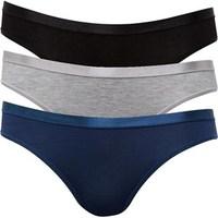 Green Treat Womens Three Pack Bikini Briefs Navy Grey Black