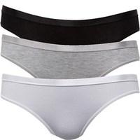 Green Treat Womens Three Pack Bikini Briefs White/Grey/Black