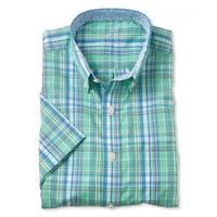 green blue check buttondown collar short sleeve shirt xxl savile row