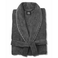 Grey Rope Edged Super Soft Fleece Dressing Gown XL - Savile Row