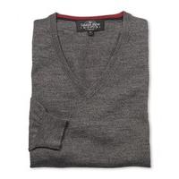 Grey Merino V Neck Jumper S - Savile Row