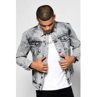 grey distressed denim jacket grey