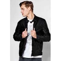 grandad collar multi zip pu biker jacket black