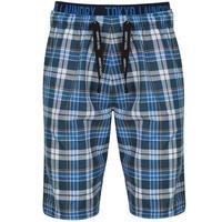 Greet Checked Print Cotton Lounge Shorts in Blue  Tokyo Laundry