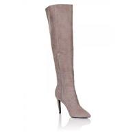 Grey Microfiber Knee High Point Toe Boot