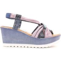 grunland sa1016 wedge sandals women blue womens sandals in blue