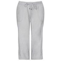 Grey Linen Blend Crop Trousers, Grey