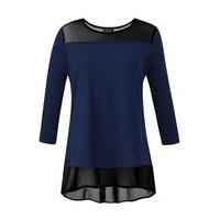 Grace Navy Blue Mesh Trim Tunic, Navy