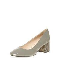 Grey Standard Fit Contrast Block Heel Court Shoes, Grey