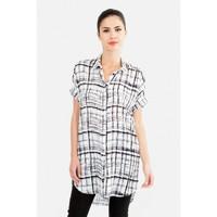 GRID OVERSIZED LONGLINE SHIRT