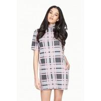 GRID CHECK BRUSHED DRESS