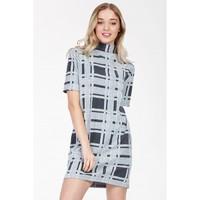 GRID CHECK BRUSHED DRESS