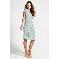 Green Lace Ladder Structured Dress