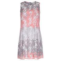 Grey & Pink Blossom Print Swing Dress