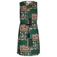 Green Multi-Coloured Tribal Patchwork Print Tea Dress
