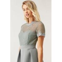 Grey High Neck Lace Dress